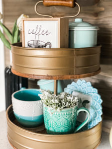 spring coffee bar with spring tiered tray