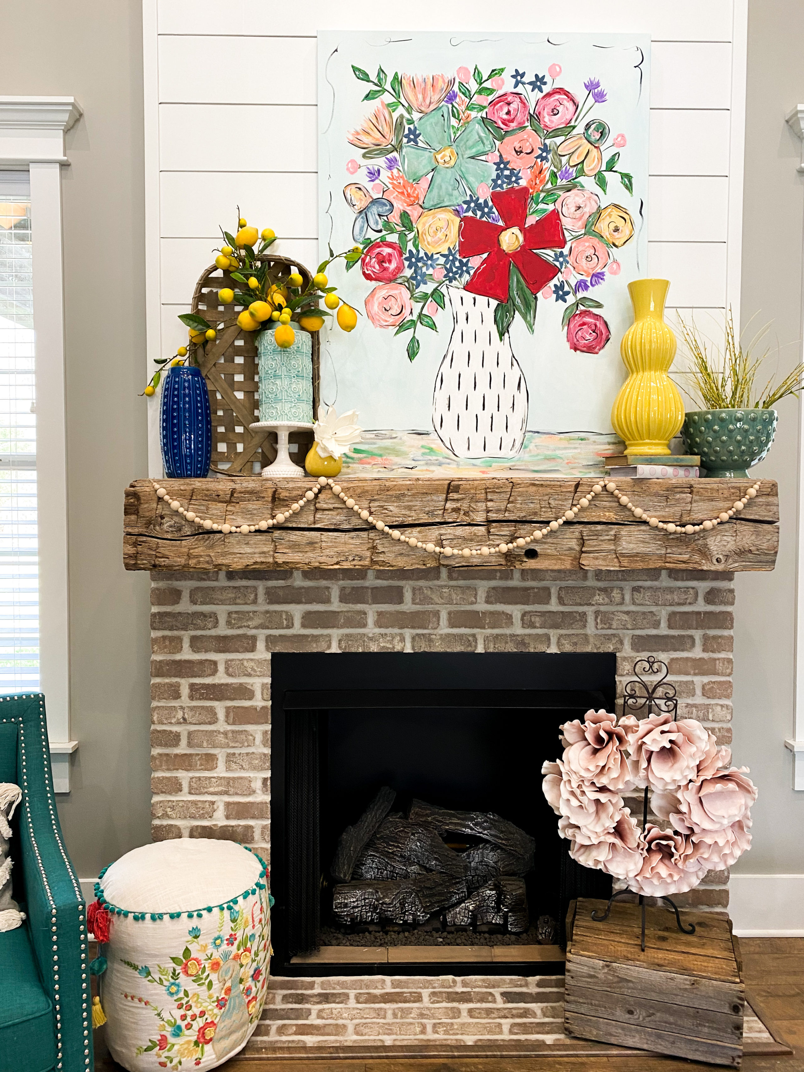 Simple Fireplace Mantel for Spring - Deb and Danelle