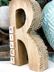 wooden letter scrabble decor