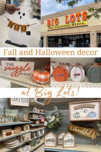 pinterest image for fall and halloween decor at big lots