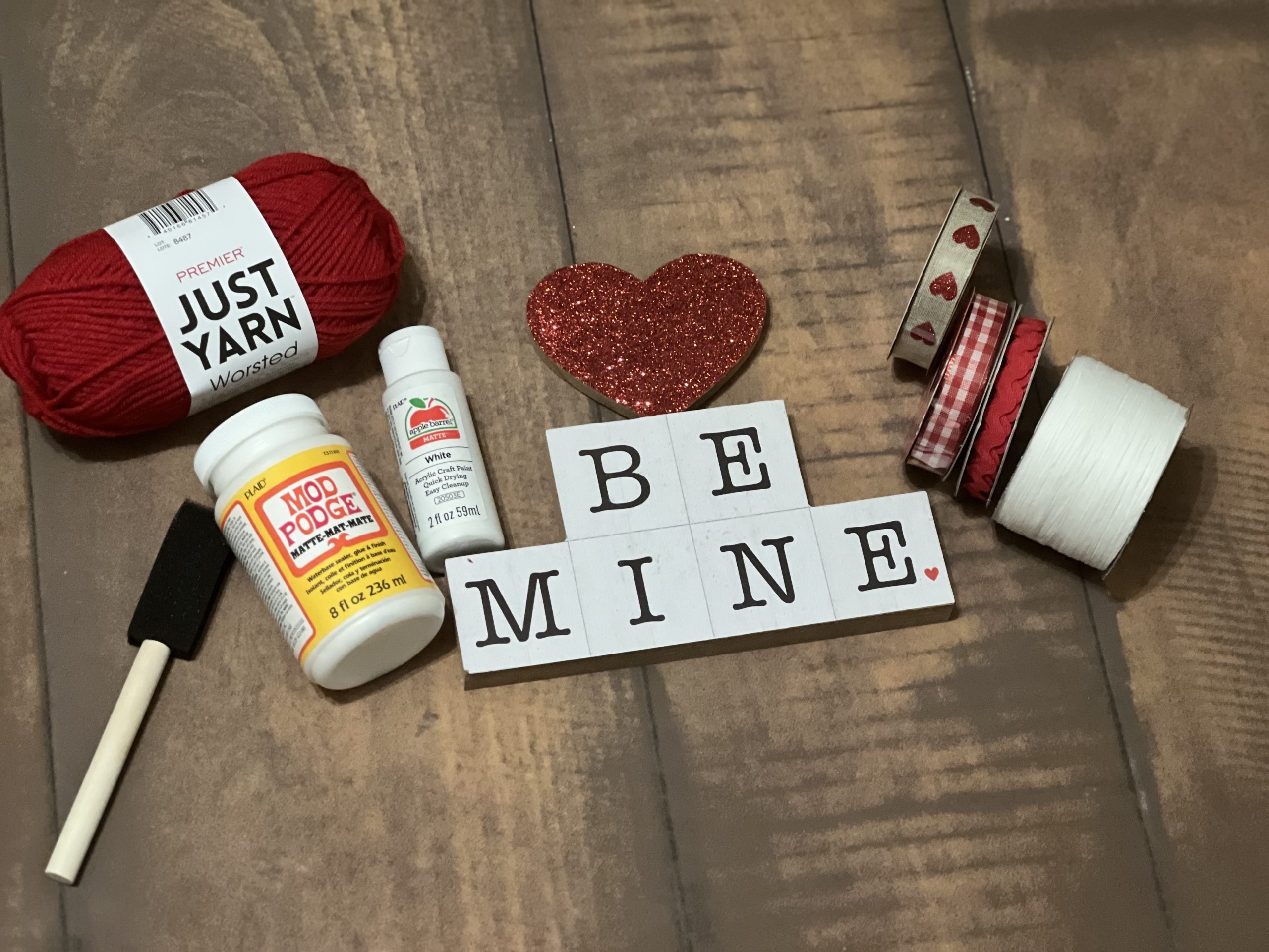 Easy DIY Valentine Red Glitter Heart Sign Made with Popsicle Sticks!