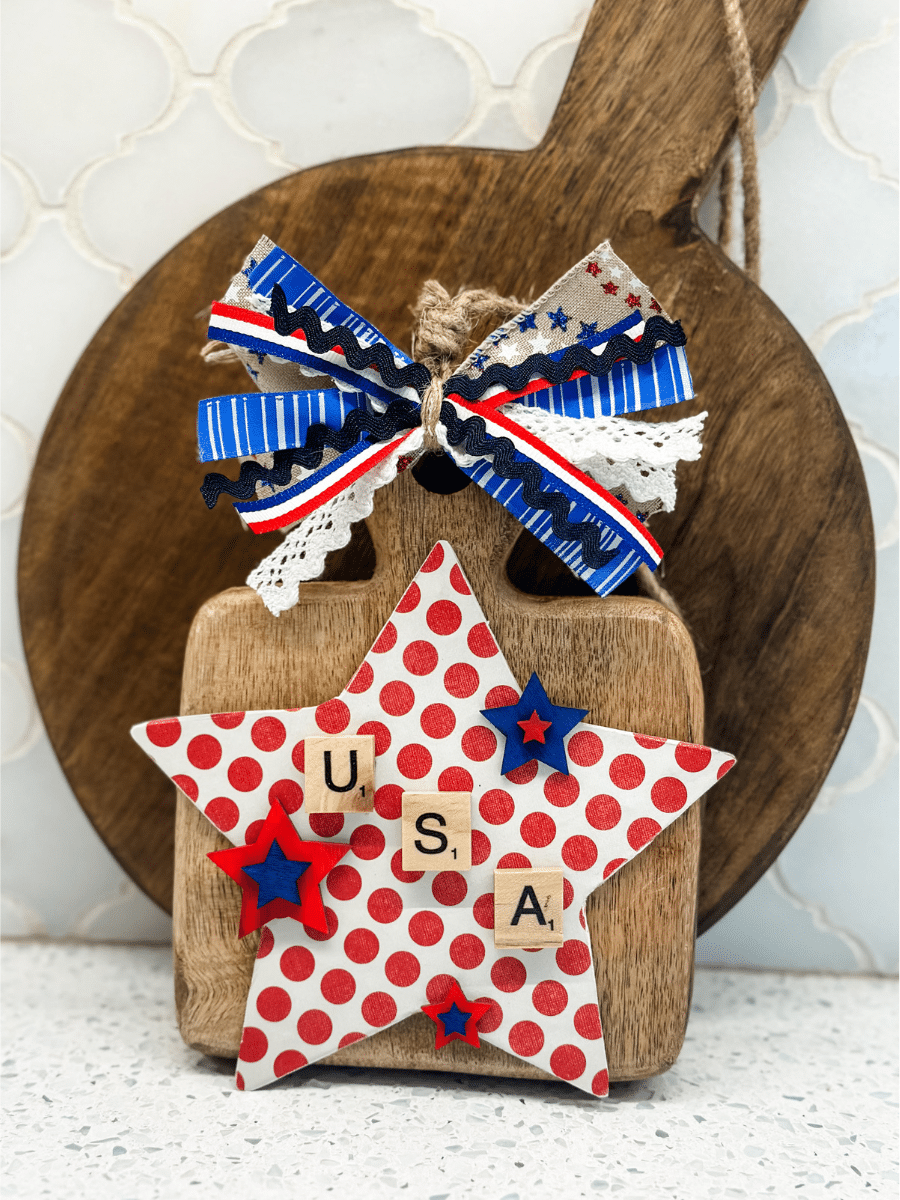 how to make patriotic decor using dollar general wooden stars - Re-Fabbed