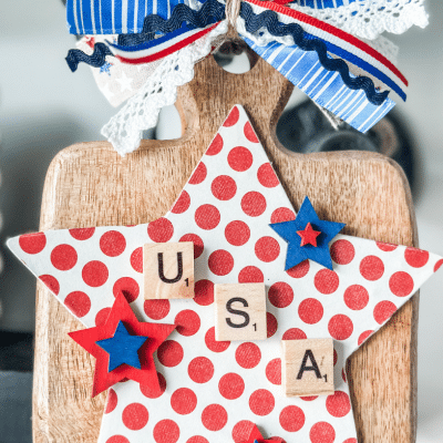 how to make patriotic decor using dollar general wooden stars