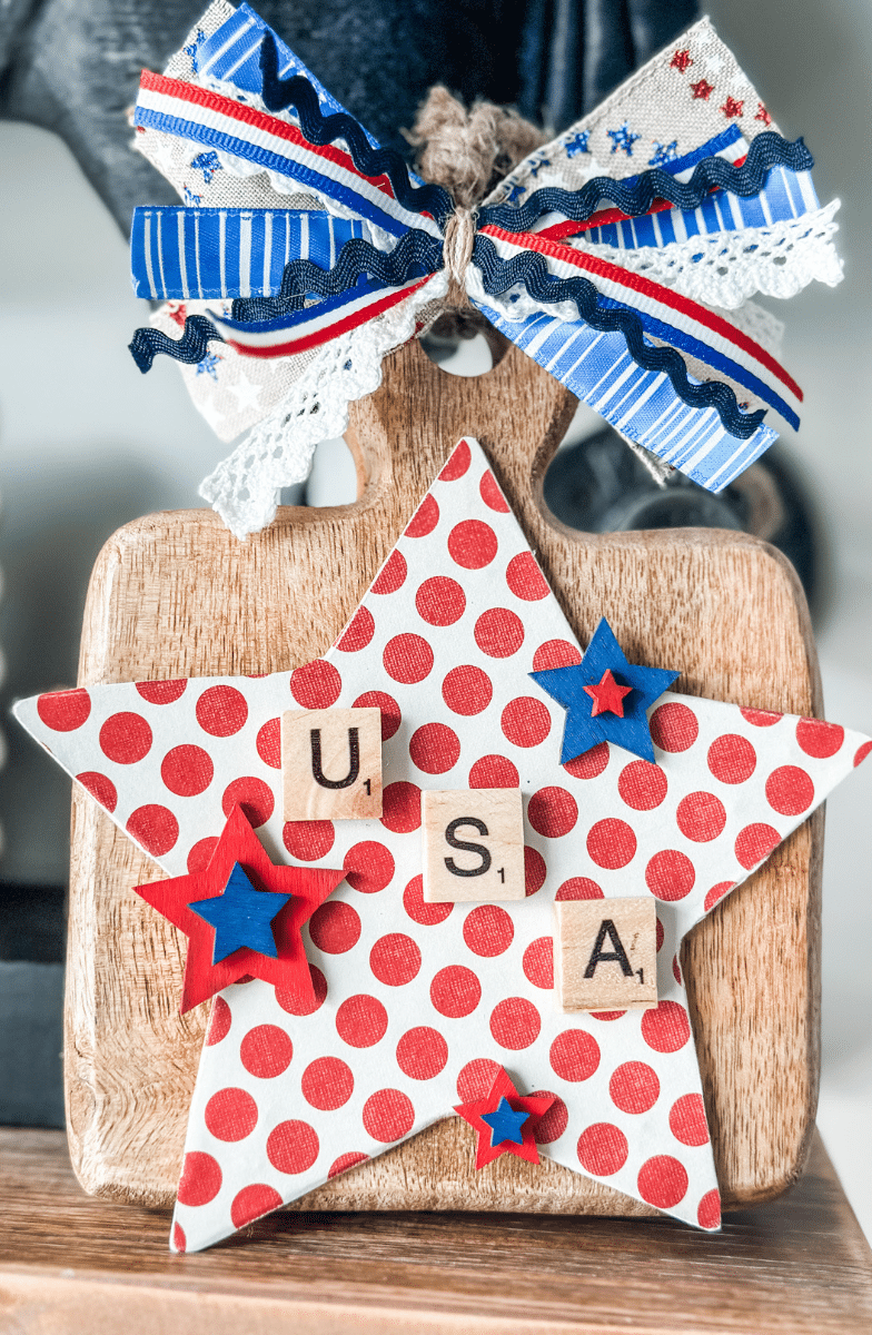 how to make patriotic decor using dollar general wooden stars - Re-Fabbed