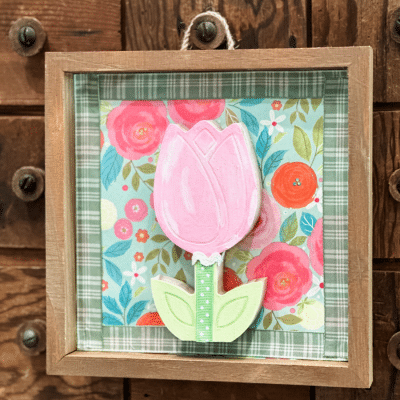 how to make a painted flower sign using wrapping paper