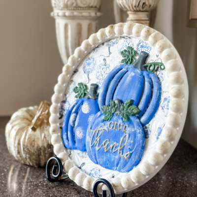 how to make blue pumpkin decor